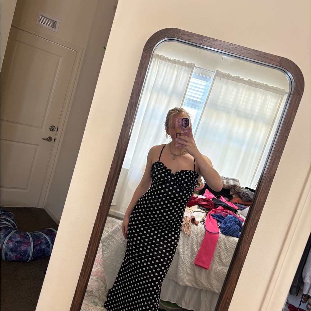 Amazon Black and White Polka Dot Maxi Dress